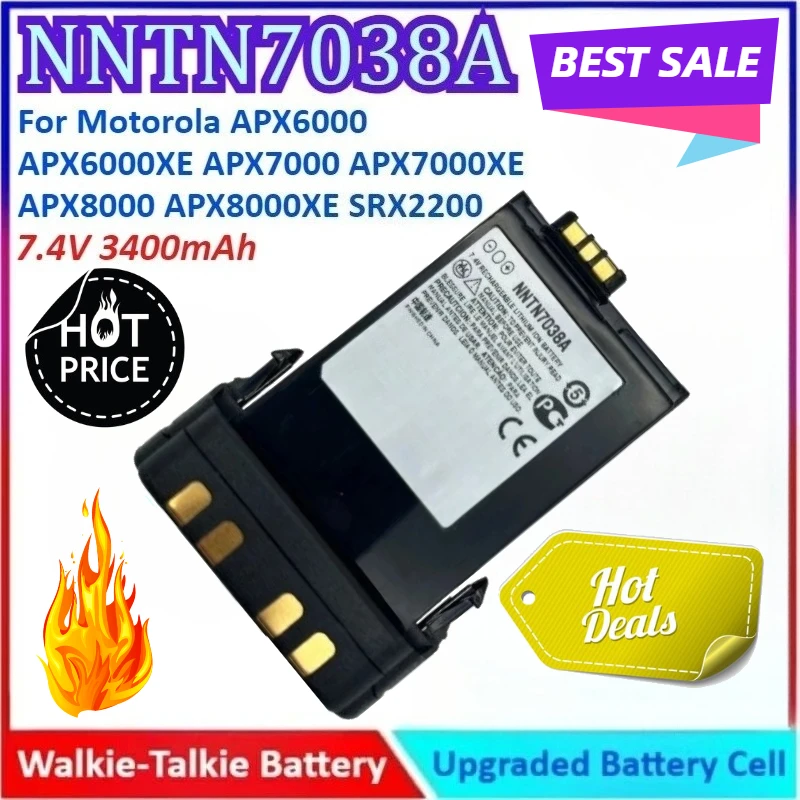 

New 7.4V 3400mAh NNTN7038A Walkie Talkie Battery for Motorola APX6000 APX6000XE APX7000 APX7000XE APX8000 APX8000XE SRX2200