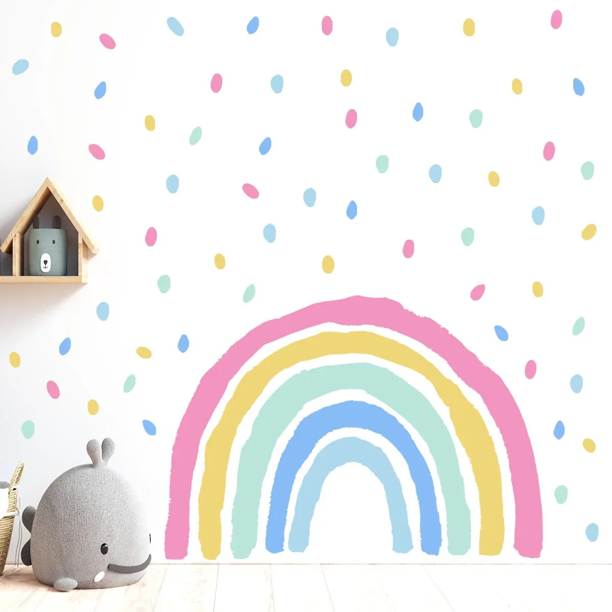 Rainbow Dot Personality Creative Wall Sticker for Living Room Children's Bedroom Kindergarten Dormitory Wall art Stickers