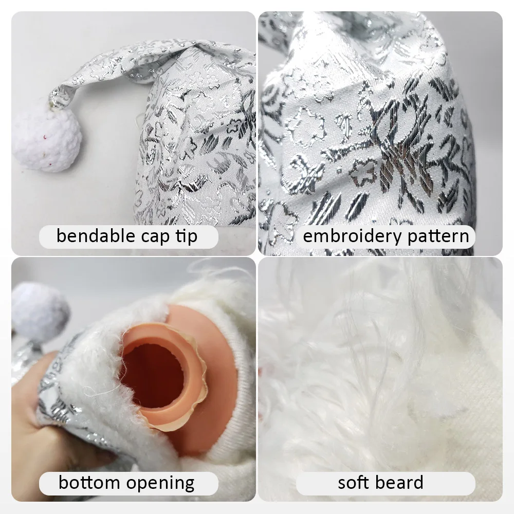 زينة عيد الميلاد سانتا كلوز رئيس غطاء زجاجة النبيذ الأحمر زجاجة الديكور العلوي النسيج شجرة عيد الميلاد الديكور العلوي 2026 #4