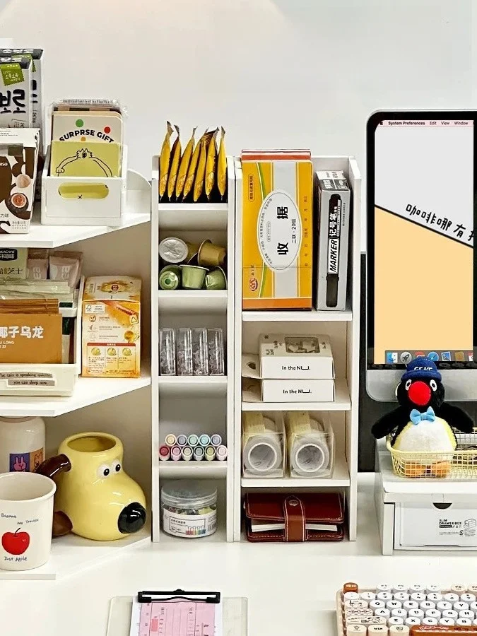 

Ins Sle Desktop Organizer Ra Simple Modern Home Office Desk Storage elf Multi-Layer Densi Board for Miscellaneous Items