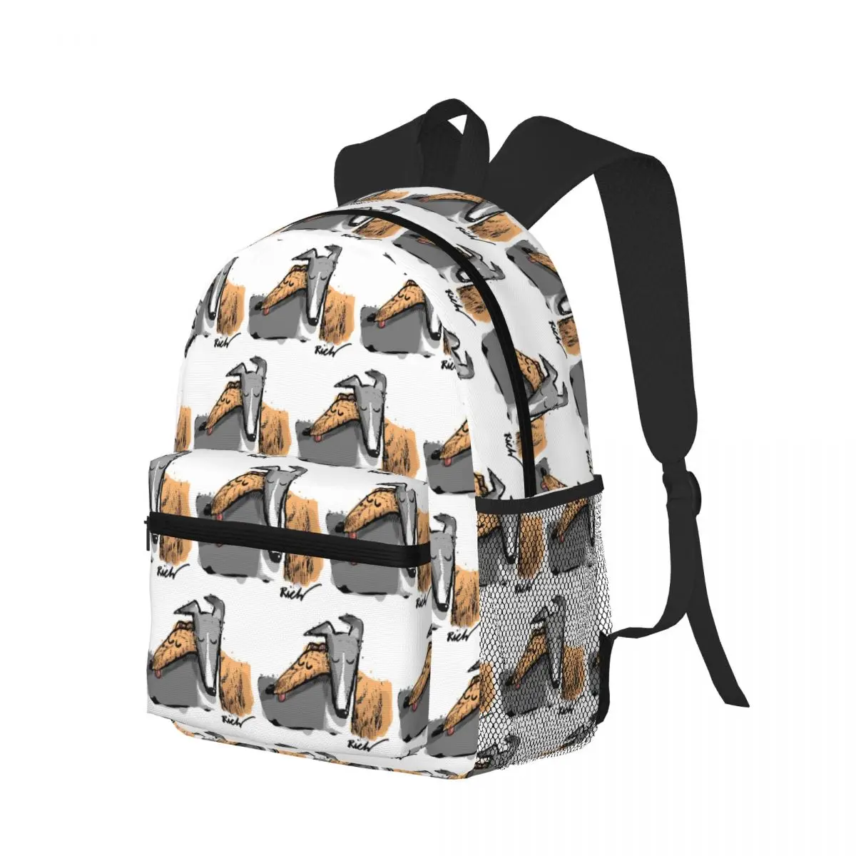 Greyhound Sighthound Dog Whippet Puppy Student Backpack School Bag Hiking Travel Daypack for Men Women Bookbag Shoulder Bags