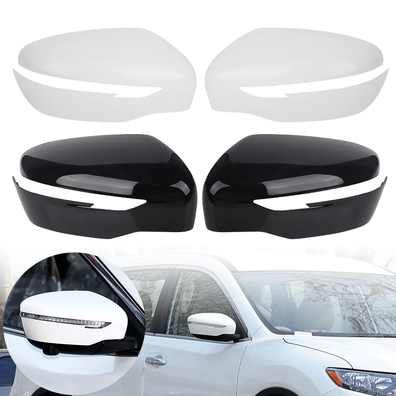 Glossy Black White Side Wing Mirror Cover Cap For Nissan Qashqai J11 X-Trail Rogue Murano Pathfinder Rearview Housing