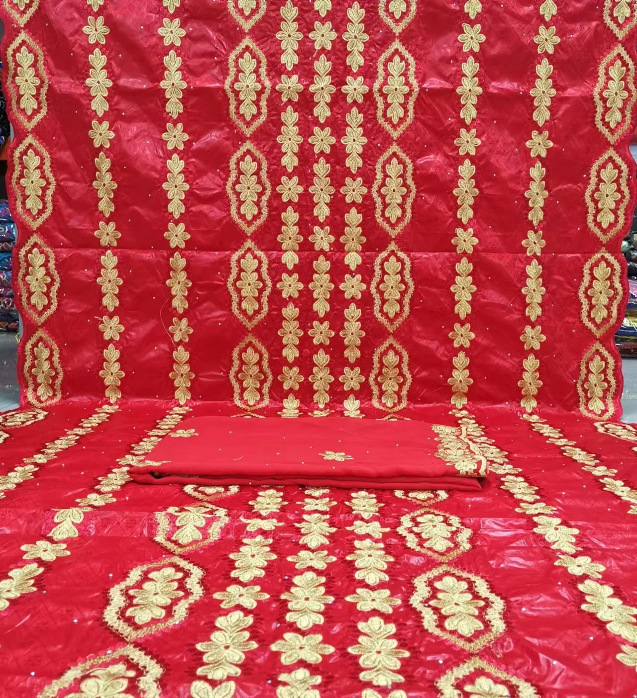 7yards gold cotton embroidery african dry bazin riche fabric 2022 fashion basin riche brode lace guinea brocade fabric PYC22133