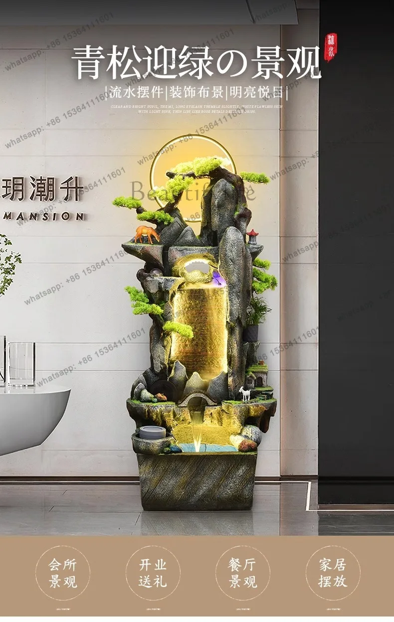 Lucky flow ornament circulating water generation feng shui wheel landing living room rockery