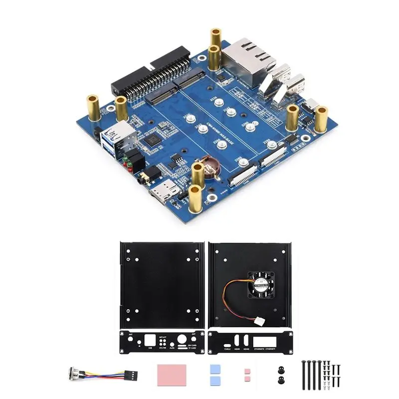 AY14 -For Raspberry Pi CM4 NAS Mini Computer Multi-Functional Dual-Channel NVME Slots Supports Nano-Slm Card/4G Module