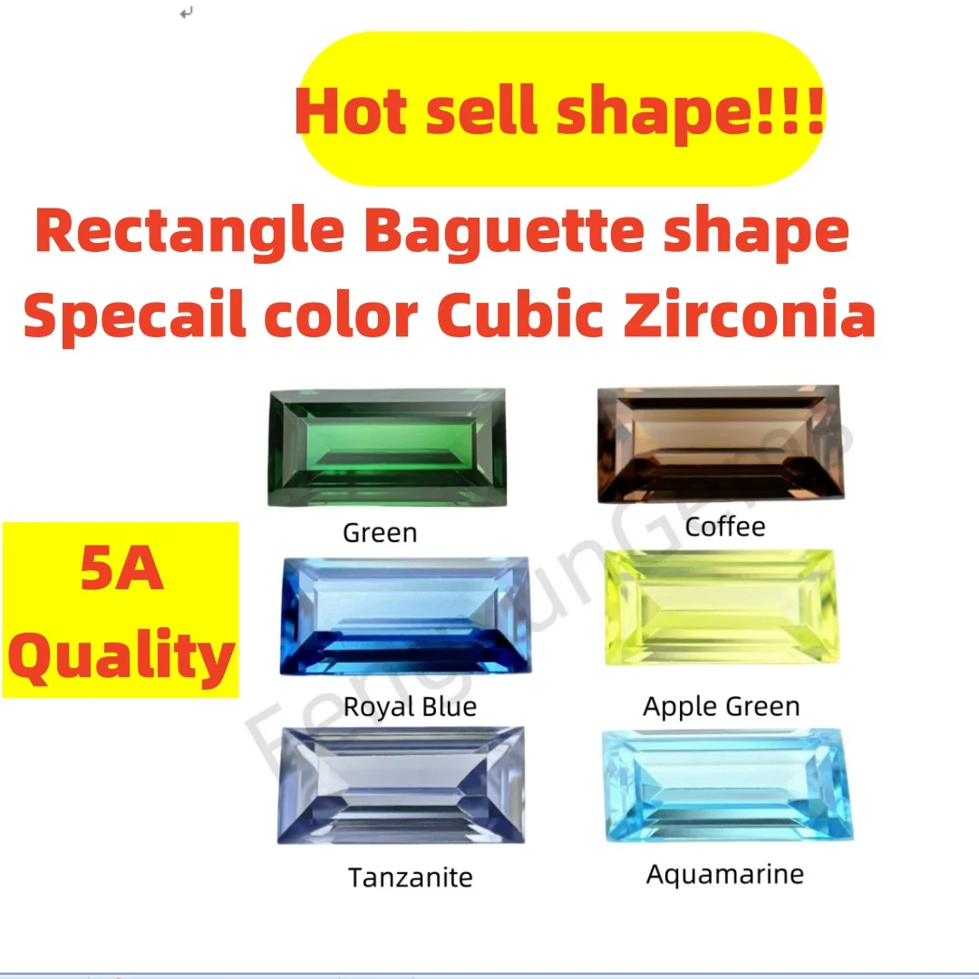 Rectangle Shape Baguette Cut 2x4mm~3x6mm 5/10/20pcs Multicolor Cubic Zirconia Loose CZ Synthetic Beads For Jewelry Bracelet