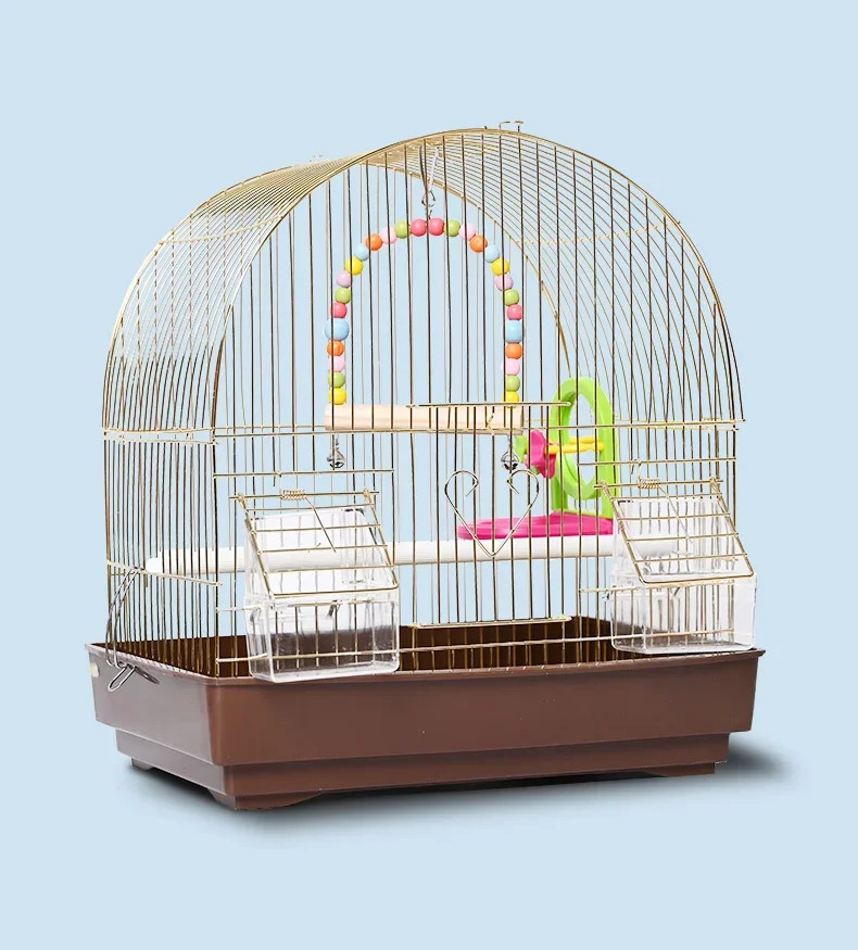 

Small parrot bird cage Tiger skin Peony Wenniao pearl ornamental villa cage Household metal dome wrought iron breeding cage