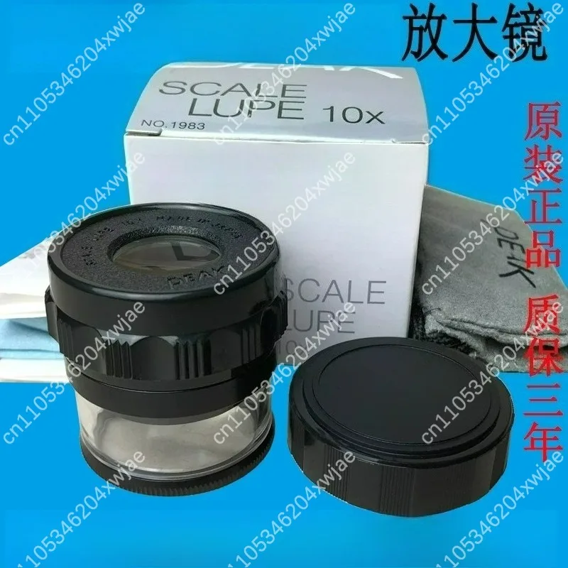 1983-10X Measuring Magnifier, Portable Scale Loupe with Cross Reticle Ruler, Handheld Magnifying Glass for Inspection