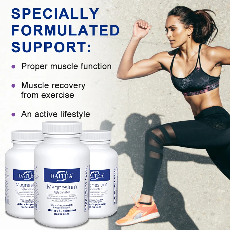 

Magnesium Glycinate Complex, Highly Absorbed, Supports Muscle Relaxation and Recovery, Maximum Bioavailability, 120 Capsules
