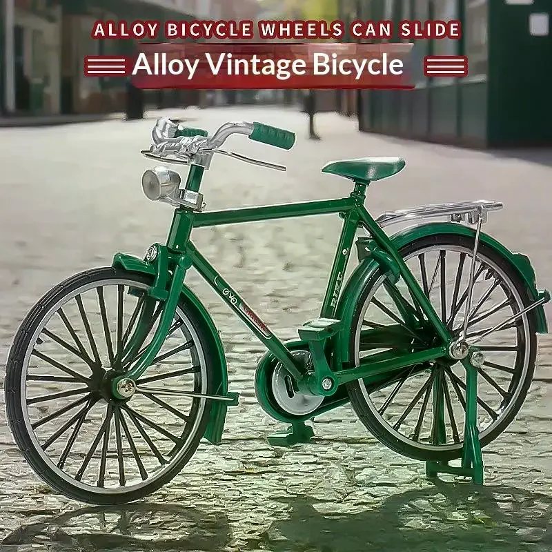 1 Set Simulation Collection Gifts 1:10 Model Mini Retro Alloy Bicycle Diecast Mountain Metal Bike With Inflation Pump Toys