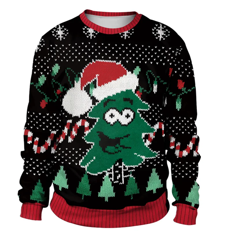 Lelijke kerst nep trui unisex mannen vrouwen voor vakantie kerstman kat elf kerst grappige nep haar trui herfst winter blouses