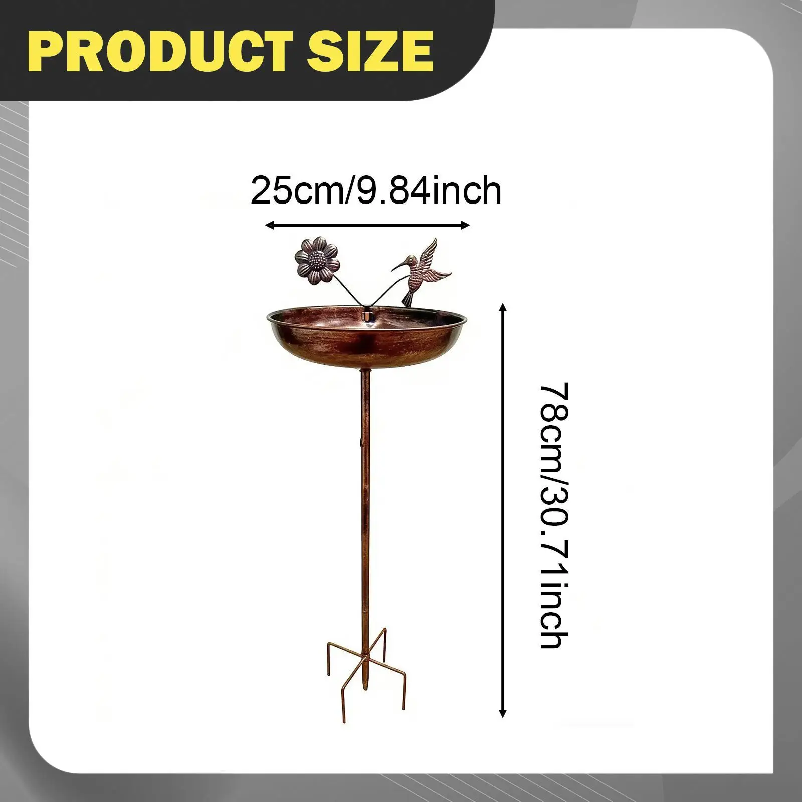 Garden Pond Accessory Bird Bath Bowl Wrought Iron Bird Drink Feeder Outdoor Decorative for Balcony Lawn Porch Yard