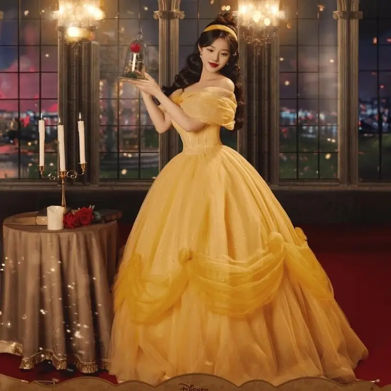 

Yellow Princ Sle Wedding Dr Women's New 2025 High End Luxury Belle Fairy T Forest System Long Evening Gown