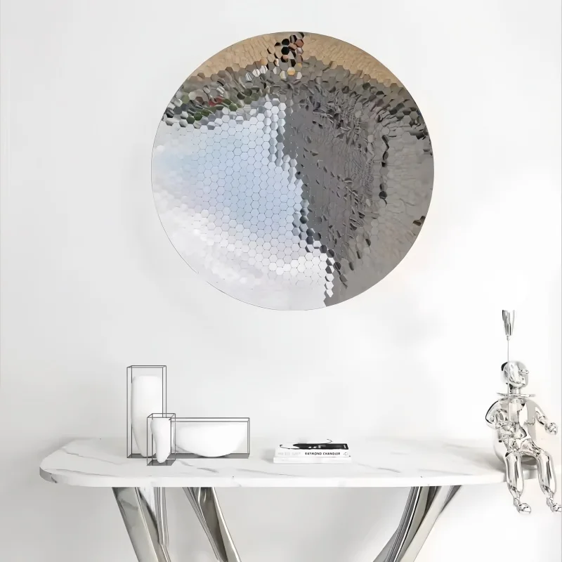 

Metal geometric honeycomb concave mirrors, stainless steel wall hangers for living rooms, bedrooms, villas, shops and hotels