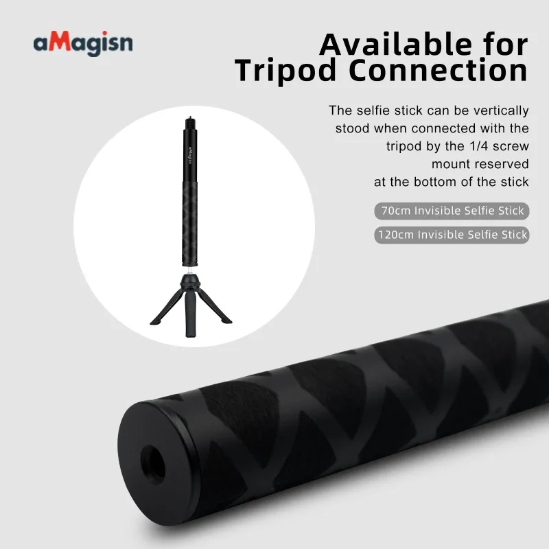 عصا سيلفي غير مرئية مقاس 120 سم/70 سم من aMagisn لكاميرا DJI Insta360 GoPro Action للهواتف الذكية، عصا سيلفي ممتدة محمولة #6