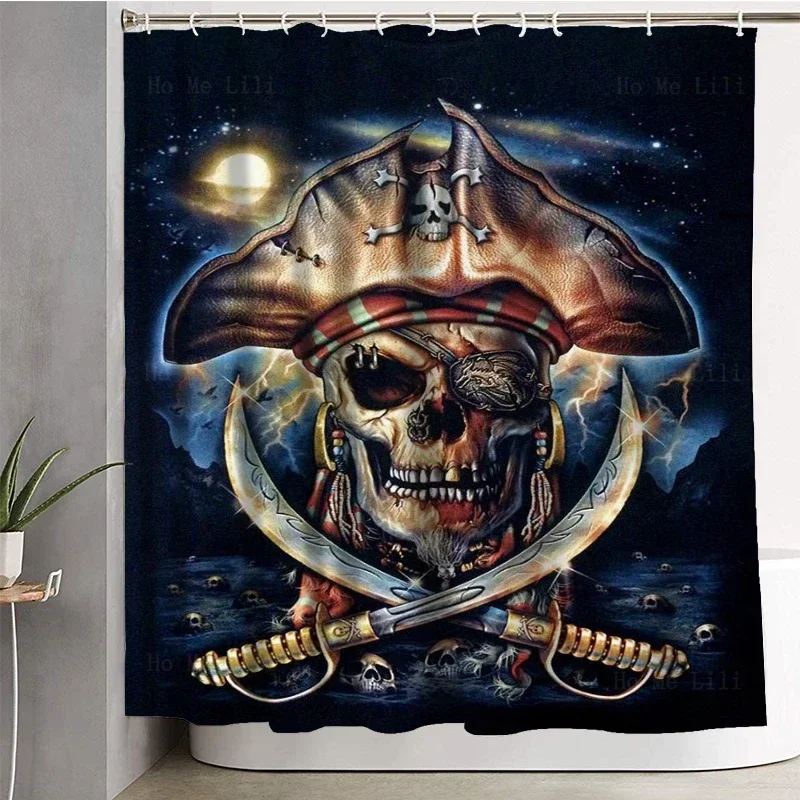 Modern Art Pirate Cranial Bones Grateful Dead's Skull And Roses Hippie Waterproof Shower Curtain By Ho Me Lili For Bathroom Deco