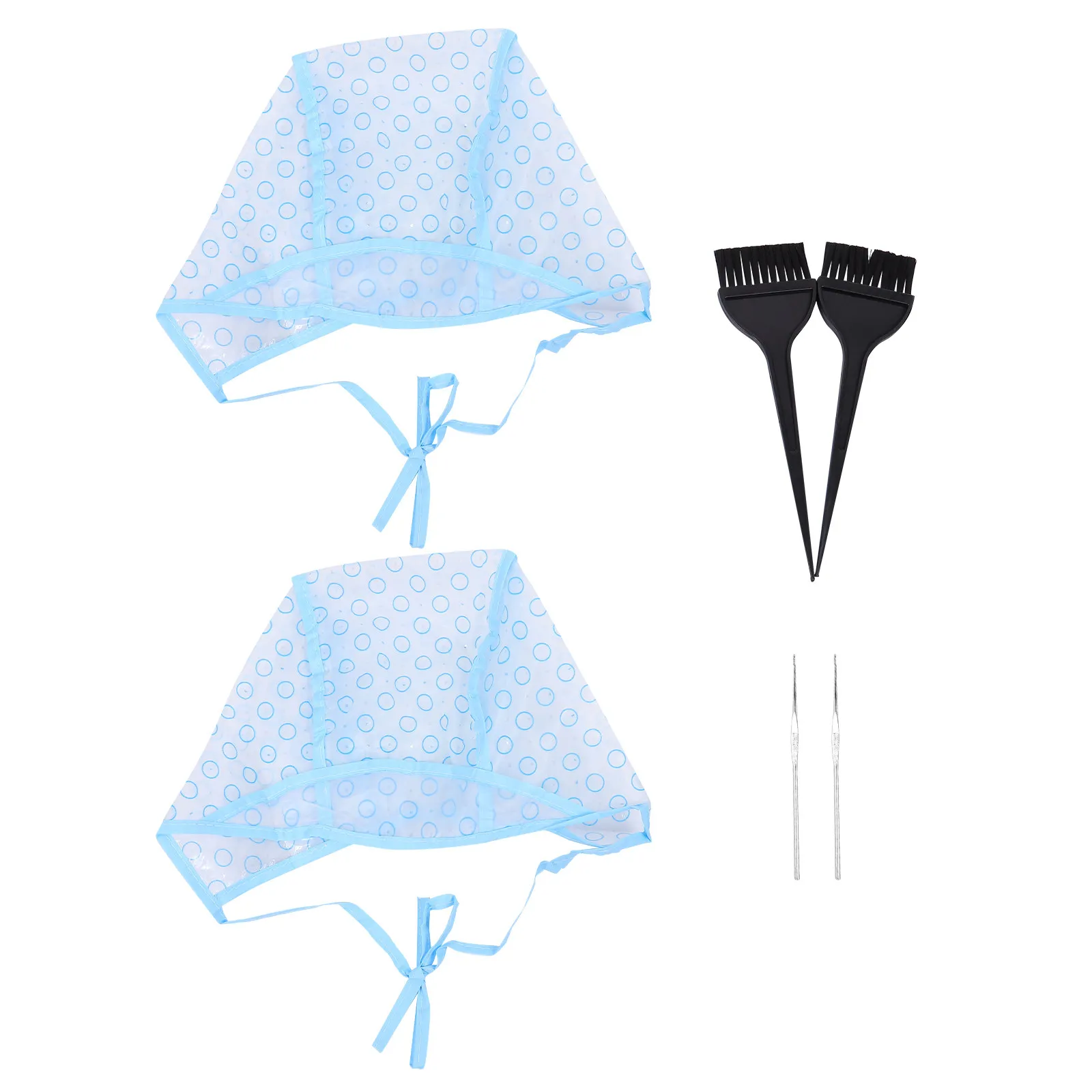 6Pcs Salon Hair Coloring Cap Kit with Hook and Brush High Grade Plastic Heat Resistant for Home Use Hair Highlighting Dyeing