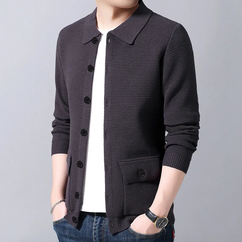 고품질 캐주얼 스웨터 코트 남성용 겉옷 솔리드 컬러 니트 스웨터 자켓 솔리드 컬러 스웨터 코트