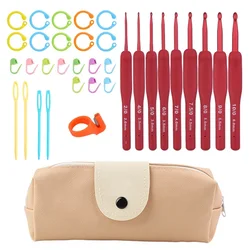 KRABALL Silicone Handle Crochet Hooks Set Needle Aluminum Hook for DIY Knitting Sweater Weaving Knit Hook Tools Accessories