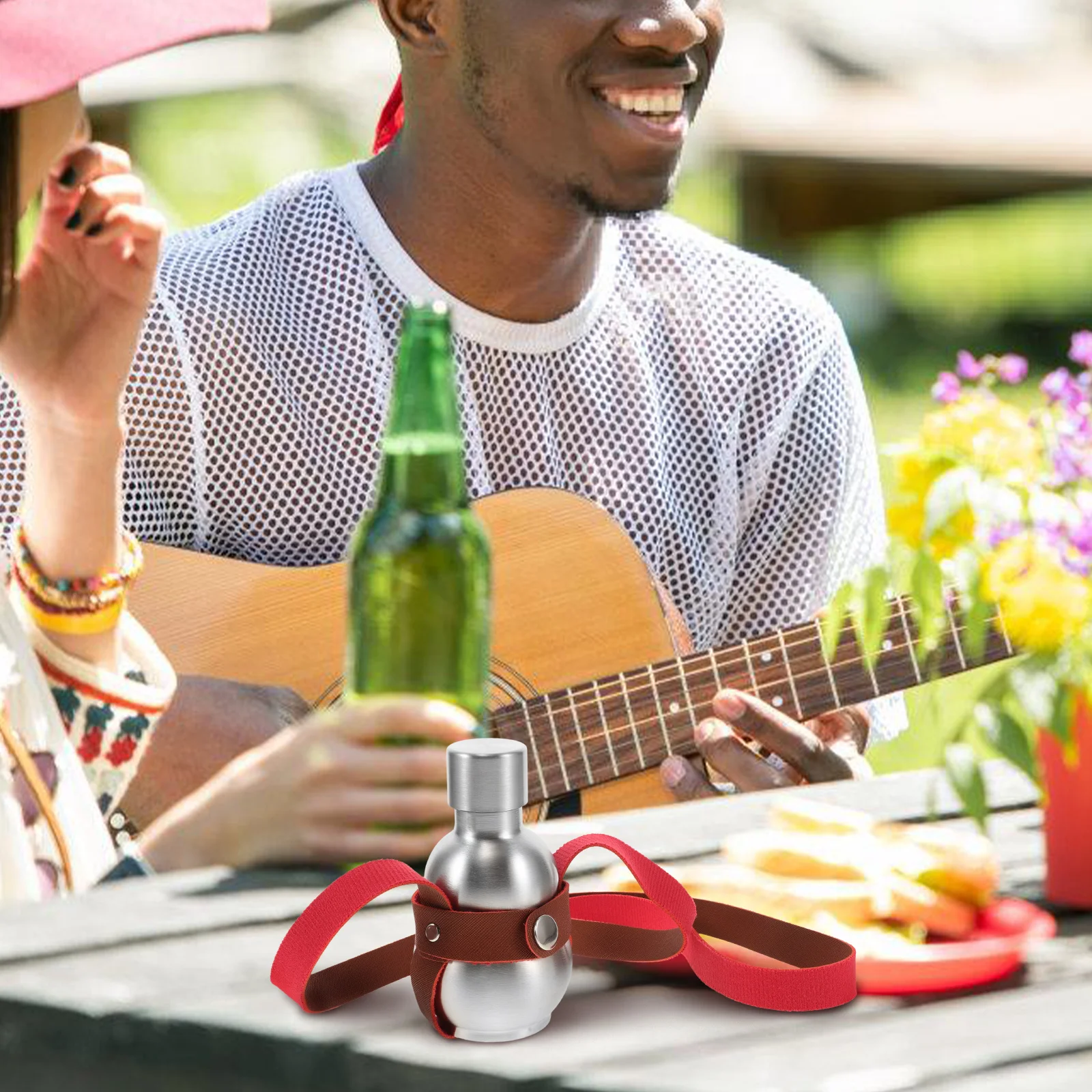 

Stainless Steel Gourd Bottle Small Drinking Gourd Brown Strap Outdoor Portable Water Flask Hiking Camping Brown Water Bottle