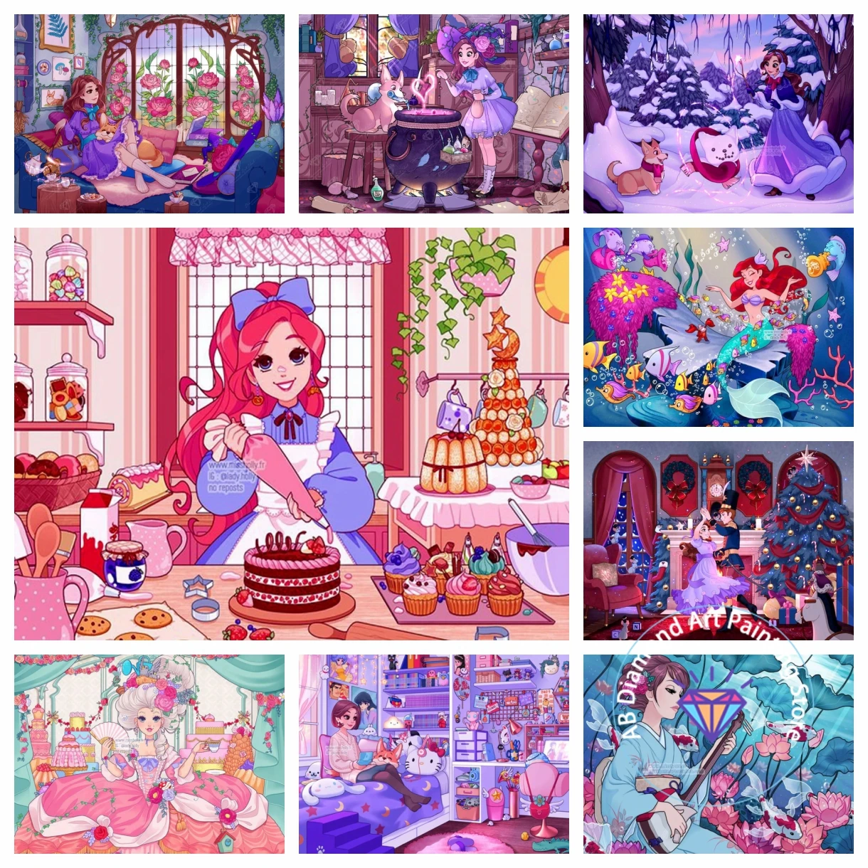 

Cartoon Girl Princess Witch AB Diamond Painting Kit 5D DIY Embroidery Cross Stitch Handmade Art Gift Crafts Home Decor Gift