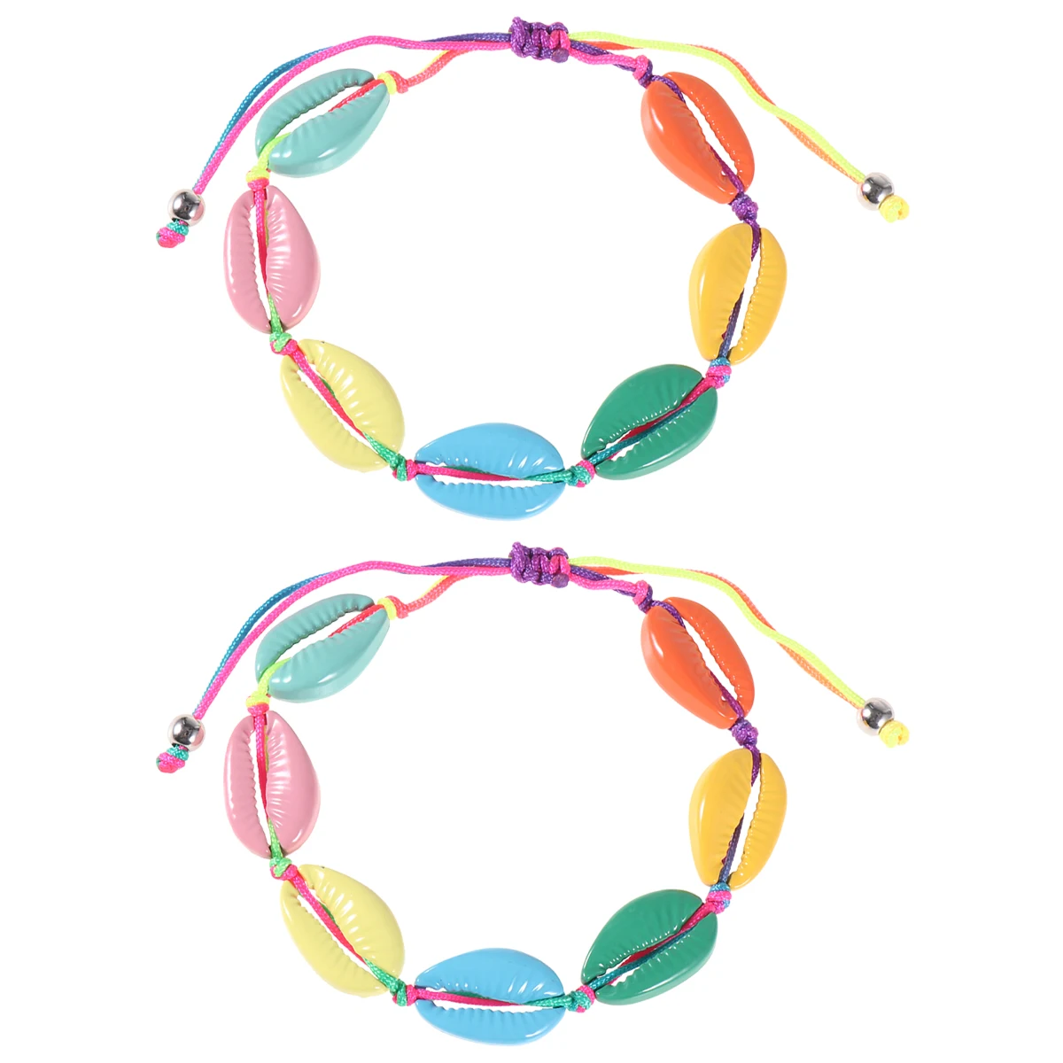 

2 Pcs Shell Bracelet Jewelry Decoration Hand Beach Woven Hawaii Chain