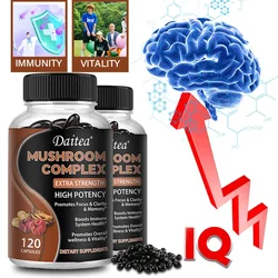 Mushroom Complex High Potency - Helps Improve Focus, Clarity and Memory - Immune System Support - Promotes Overall Health