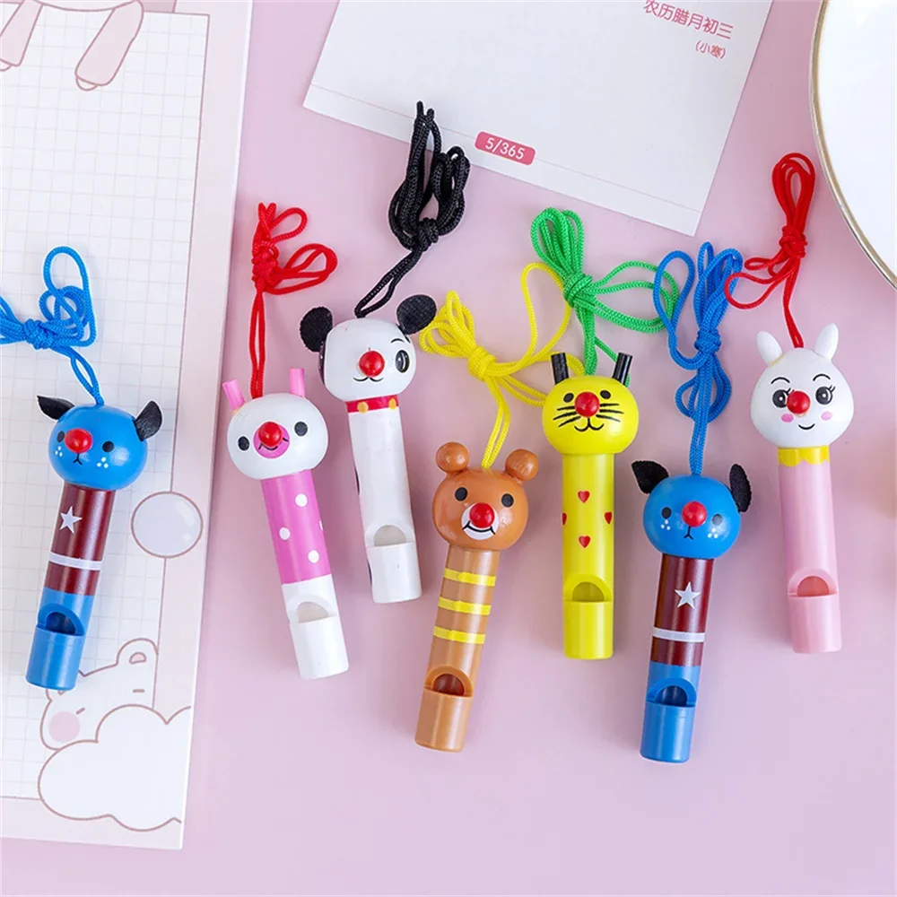 1pcs Cartoon Wooden Whistle Multicolor Whistles Noise Maker Toys for Baby Kids Children Infant Whistling Toy Party Small Gifts