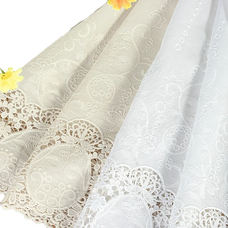 Women\'s Cotton Embroidered Fabric, DIY Wedding Dress, Handmade Clothing, 128cm Wide, New, RS4395