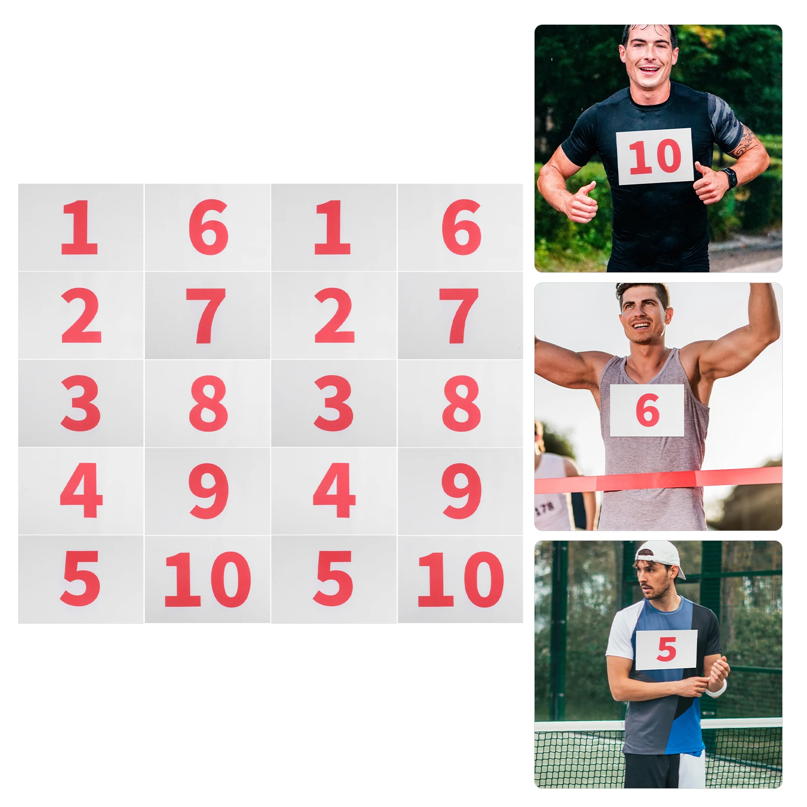 

10pcs Running Bibs Lightweight Weather Resistant Reusable Clear Visibility For Marathon Events Race
