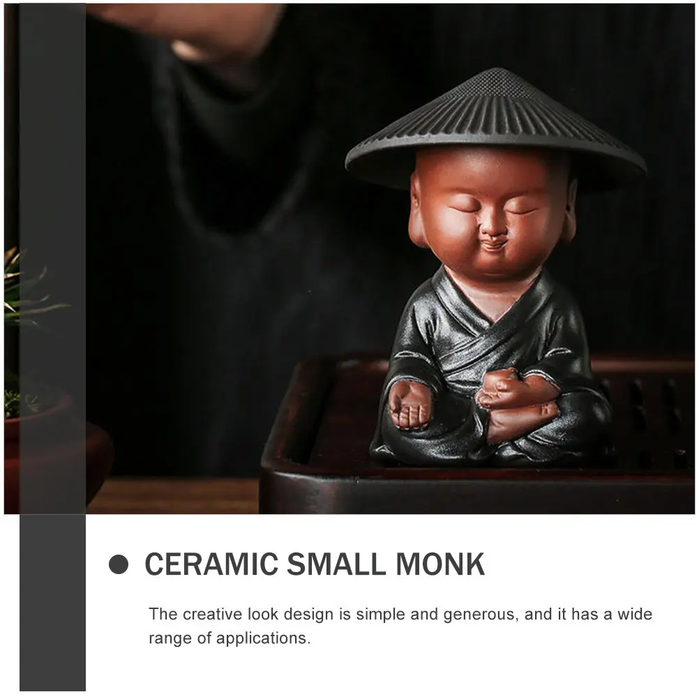 

Small Monk Shape Ceramic Tea Pet Creative Tearoom Tea Filter Multi-Use Decorative Infuser Ceramic Monk Figurine