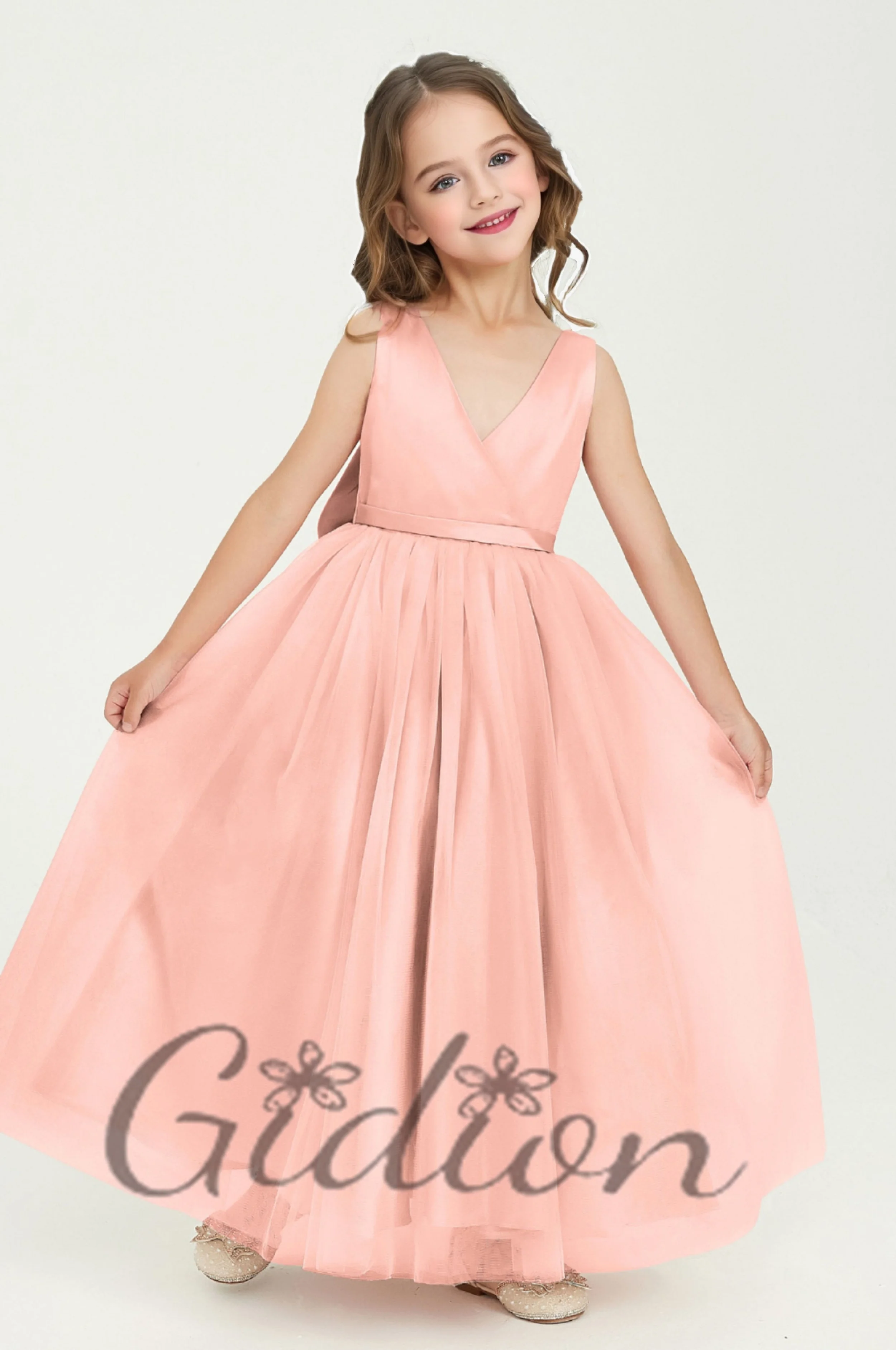 Glamourous Tulle/Satin Kids Flower Girl Dress Wedding Ceremony Pageant Birthday Party Banquet Ball Evening Gown Prom Show Event