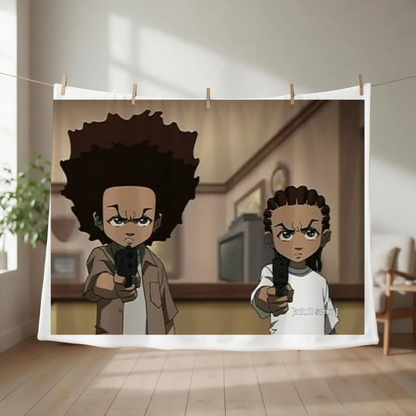 The Boondocks Huey, and Riley Throw Blanket couch cozy soft plush fuzzy picnic outdoor blanket