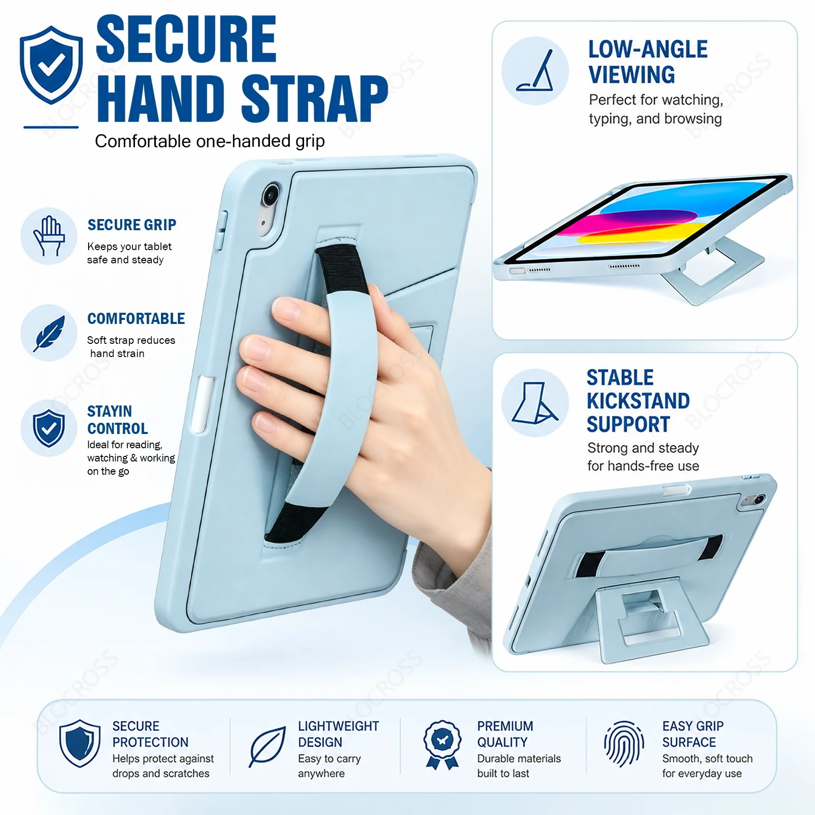Wrist Band Stand Cover For iPad 12th A19 11th A16 Pro 11 Air 4 5 10.9 Air 11 M2 M3 M4 10.2 7th 8th 9th 9.7 5th 6th mini 6 7 Case