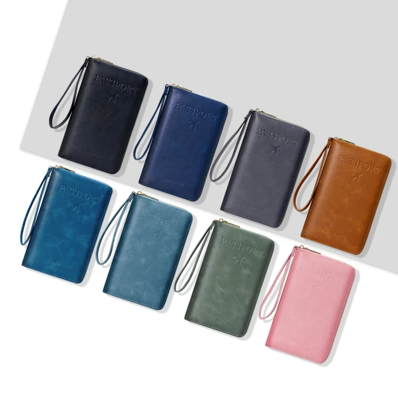 New long passport holder, document organizer, coin purse, multifunctional travel zipper passport bag