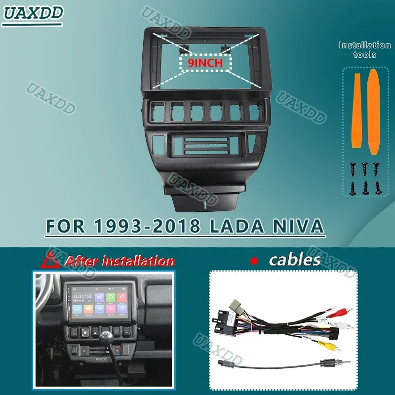 FOR 1993-2018 LADA NIVA 9INCH Car Radio Android DVD Stereo audio screens GPS player navigation cables dashboard Harness frame
