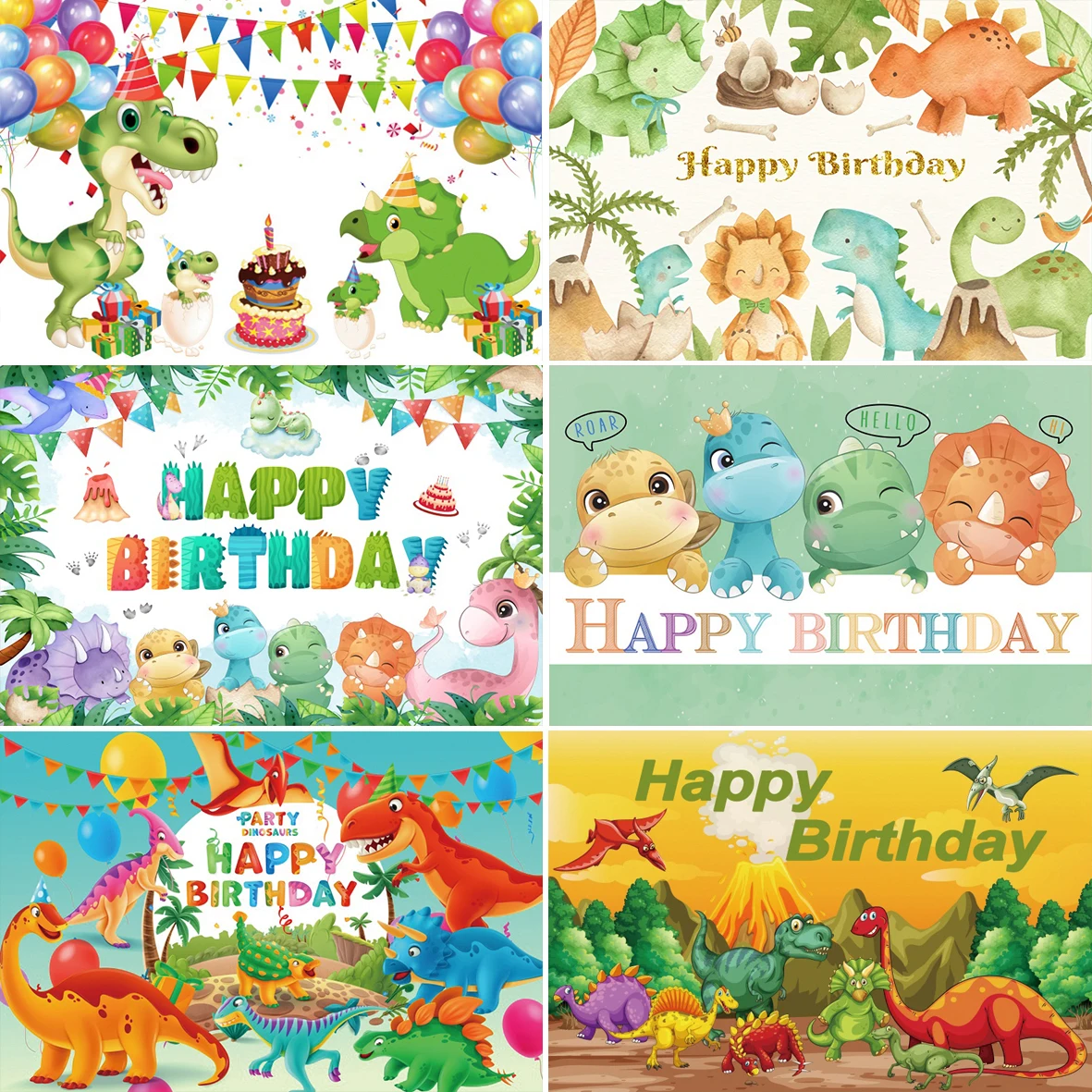 Cartoon Dinosaur Birthday Backdrop Woodland Party Decorations Jurassic World  Dino Poster Backgrounds For Baby Shower