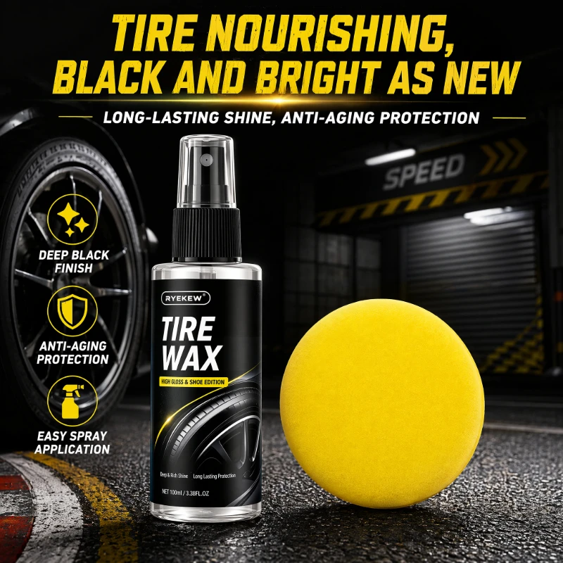 Tire Shine Spray Sealant - สเปรย์เคลือบเงายางรถยนต์, น้ำยาเคลือบยางสีดำแบบเปียก ติดทนนาน, ป้องกันรังสียูวี สำหรับรถยนต์และรถบรรทุก