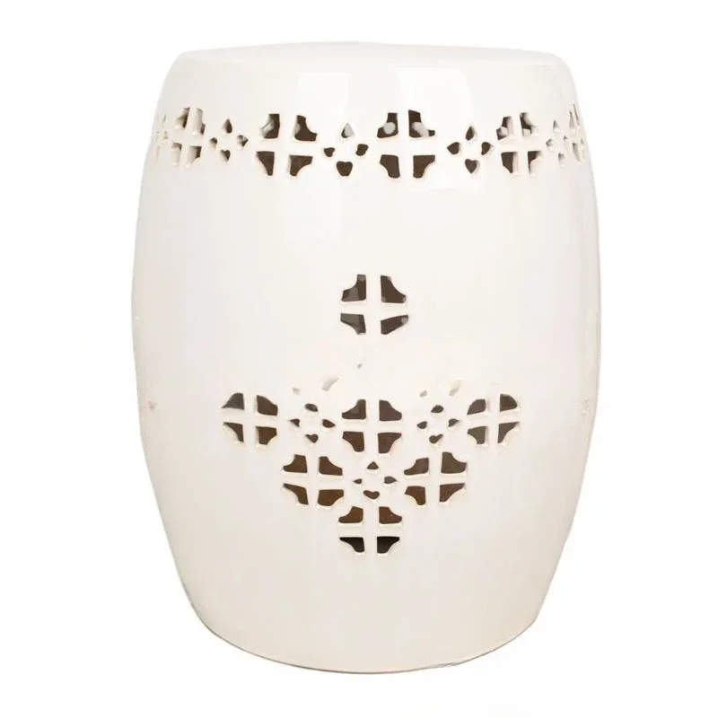 China knot carving pass hollow medium and high temperature ceramic drum stool porcelain pier seat pier hotel bed and breakfast
