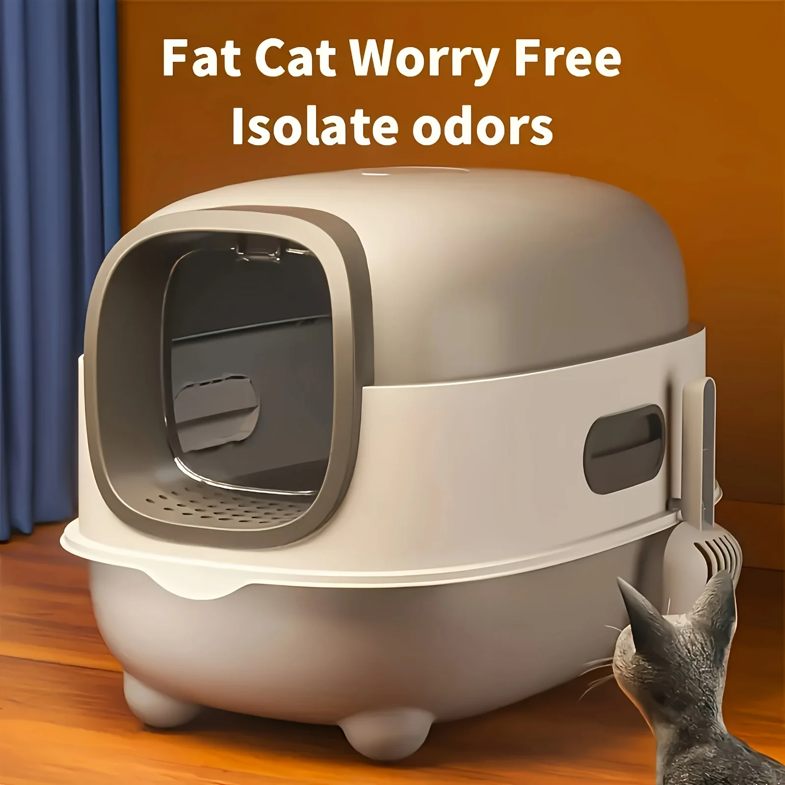 

Large Capacity Cat Litter Box with Anti-Splash Top, Odor Isolation, Universal Type Suitable for Large And Small Cats