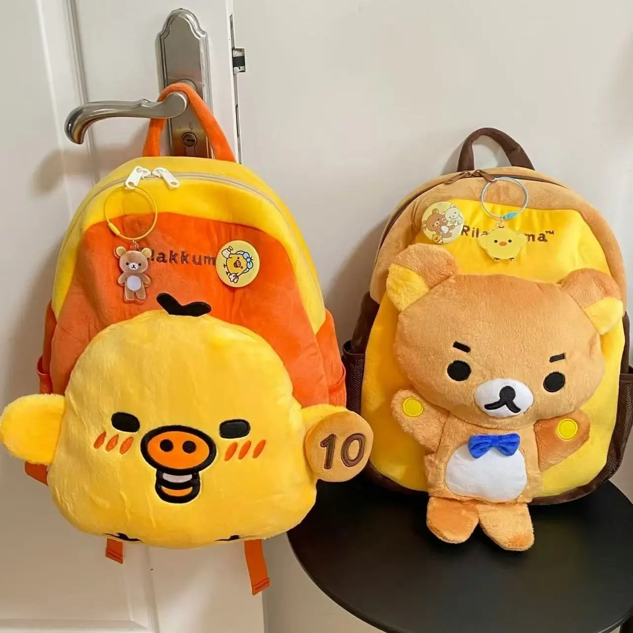Easy Bear Cartoon Student Dual-Shoulder Bag - Super Cute Fur-Retaining Character, Large Capacity, Cute and Sweet Backpack