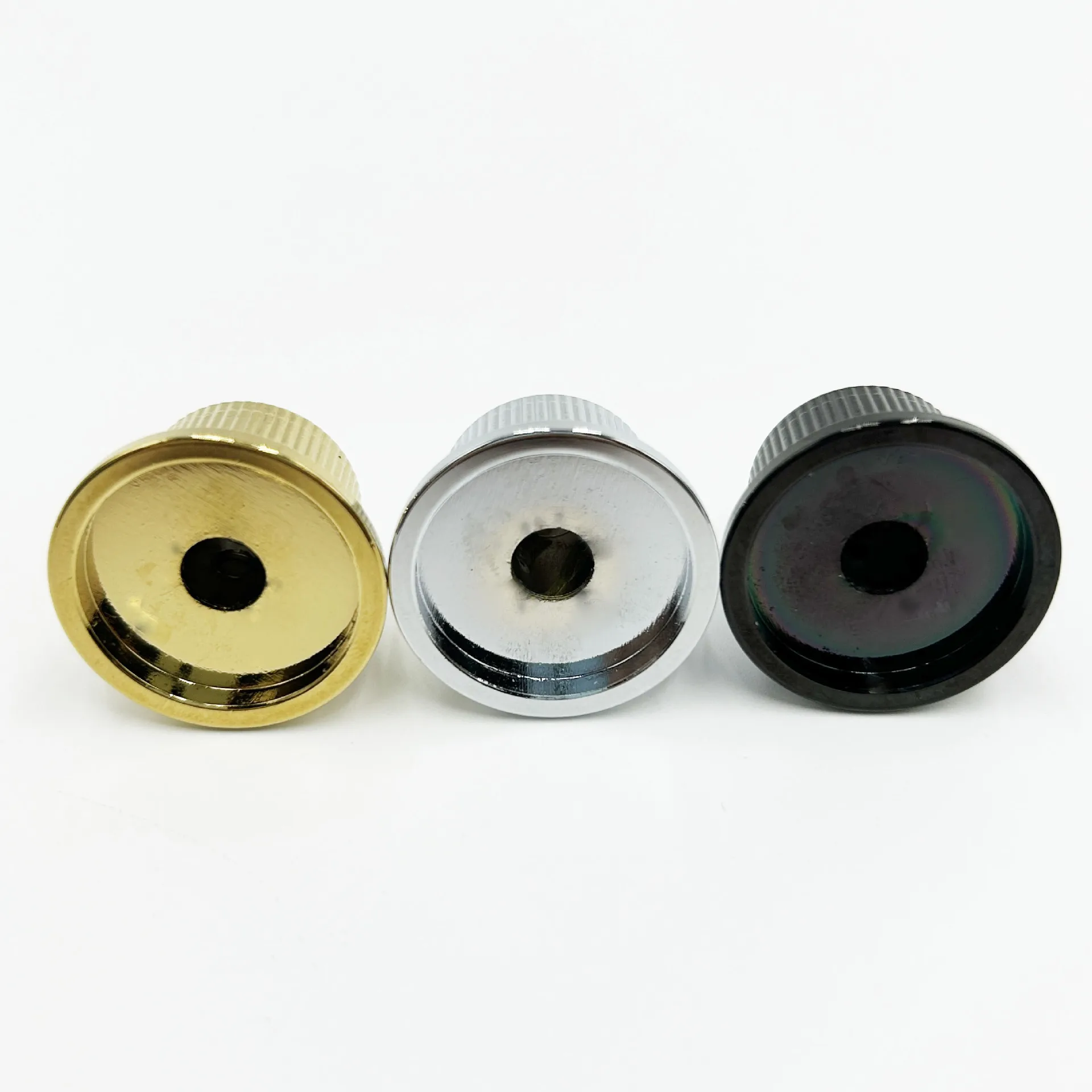 Electric guitar bass potentiometer knob cap Knurled Metal Guitar Knobs with Allen Key Lock Threaded Volume Tone Control Caps