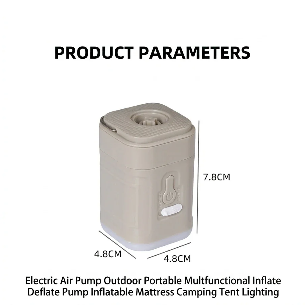 Mini Electric Inflatable Pump 3-in-1 with Lights Wireless Air Compressor for Camping Hiking Inflate & Deflate Equipment