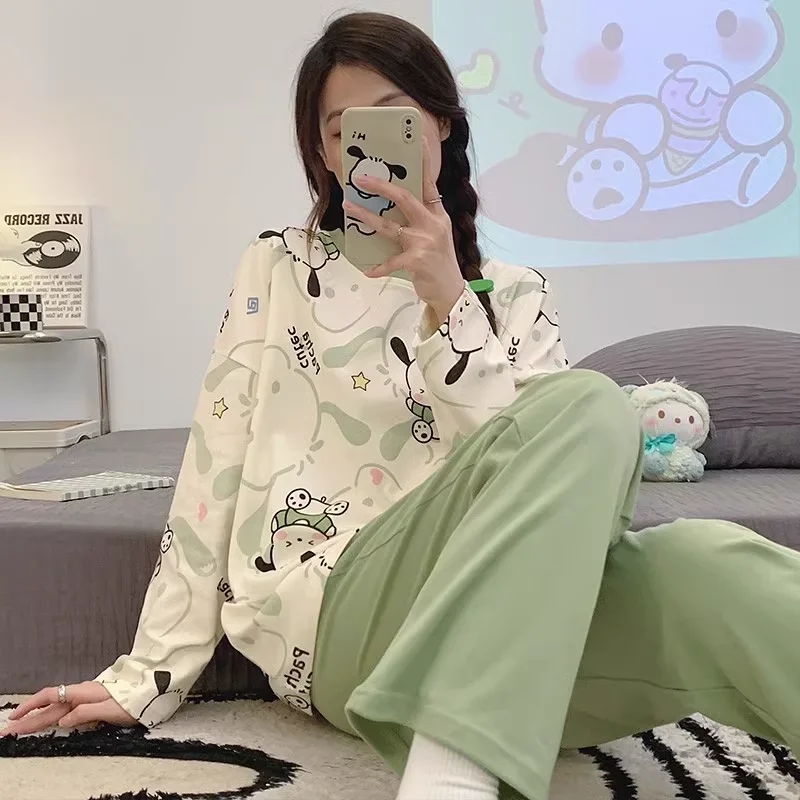 Sanrio New Pacha Hund Seide Pyjama Frauen cool lässig niedlich Cartoon atmungsaktiv bequem bequeme reine Baumwolle Home Frauen Pyjama