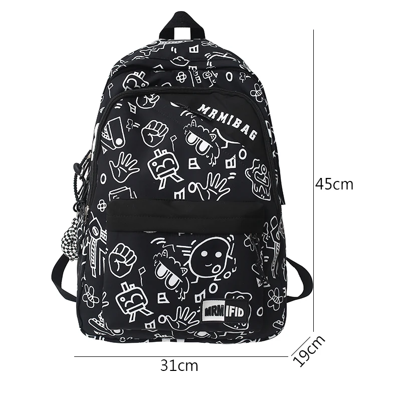 Mochila escolar de estilo coreano para hombre y mujer, bolsa de viaje con diseño de grafiti, para adolescentes, para ordenador portátil