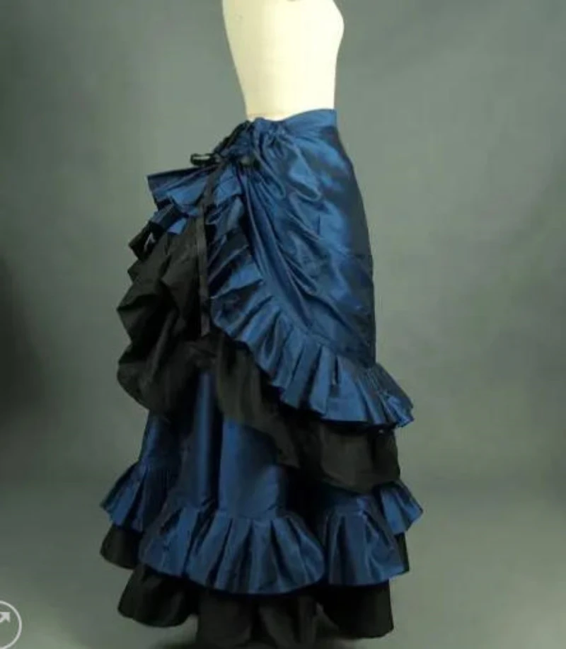

Victorian Bustle Skirt Black Velvet Prom Dress Ruched Women Skirt Customized