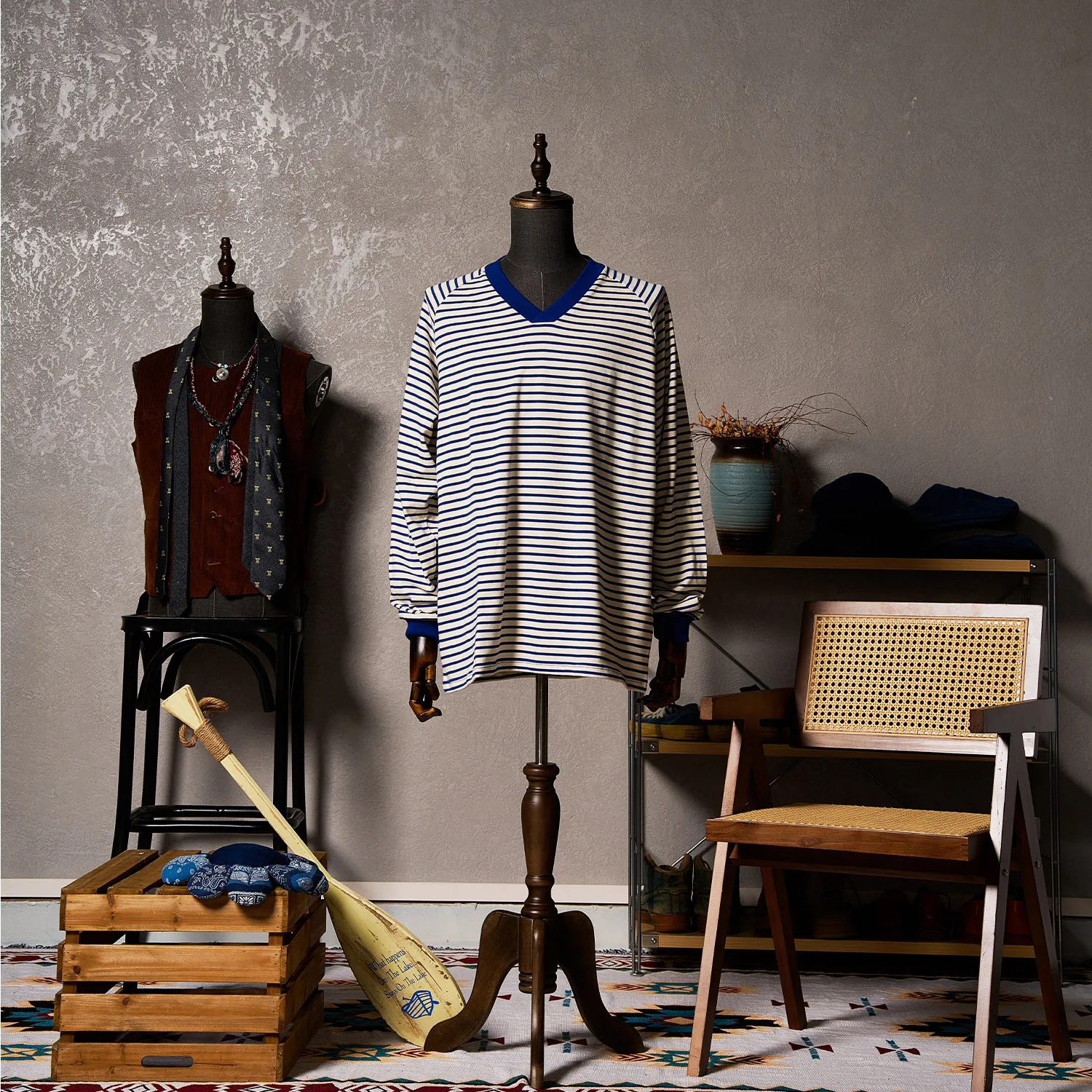 

Унисекс-рубашка из 100% хлопка в американском ретро-стиле, новинка 2025 года, с бретонской полоской, V-образным вырезом, винтажная, с эффектом потертости