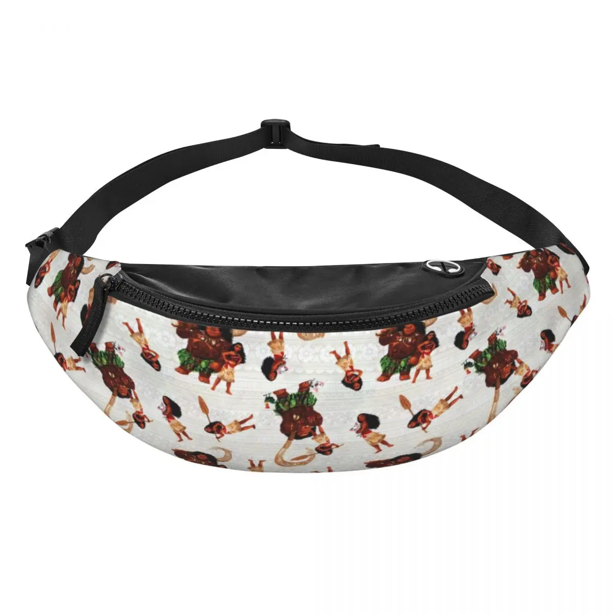 Custom Fashion Moana And Friends Fanny Pack for Cycling Camping Women Men Crossbody Waist Bag Phone Money Pouch