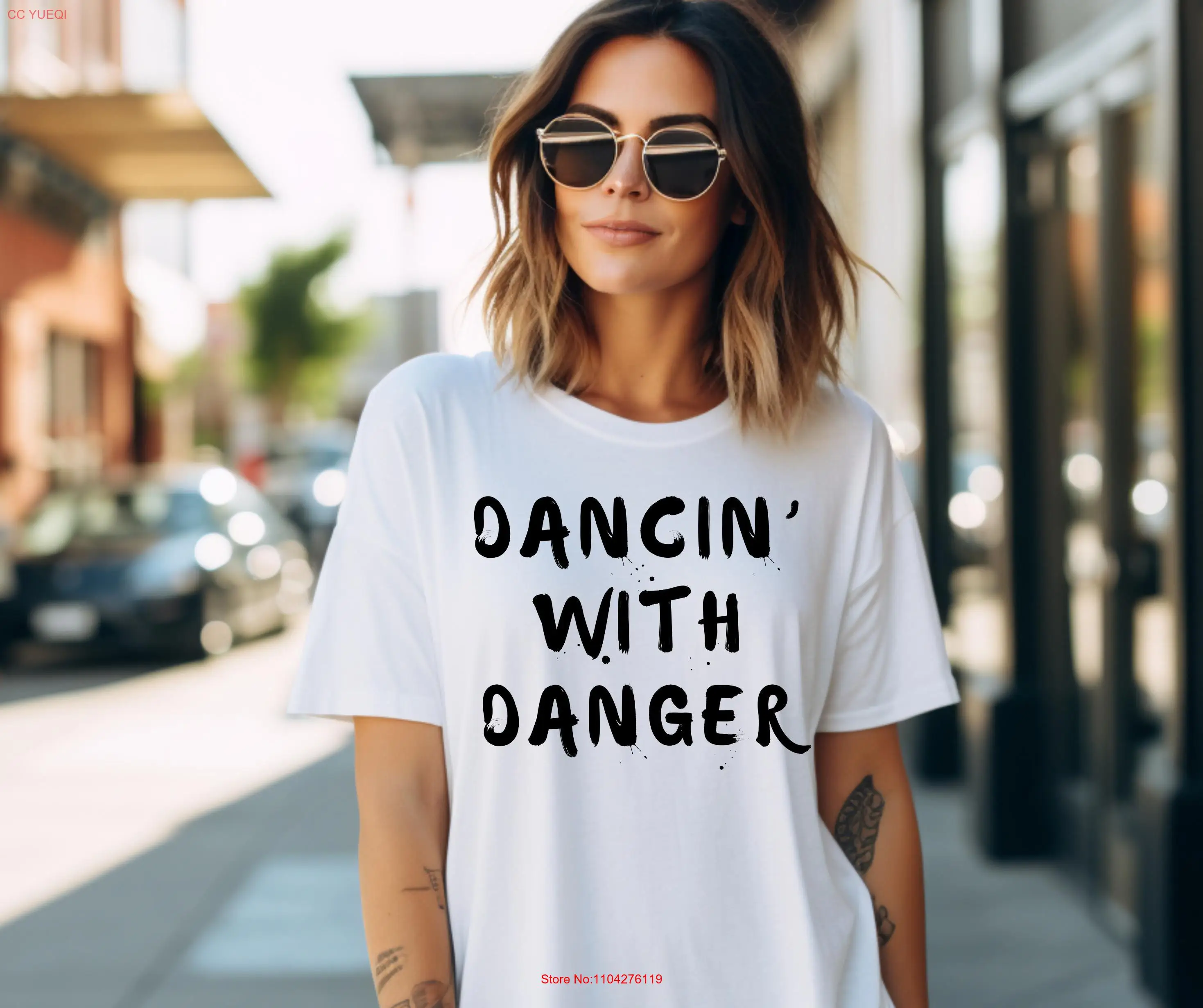 Dancing with Danger T Shirt Rock n Roll Apparel s Grunge Style Edgy Rebel Punk Vibes Risk Taker long or short sleeves