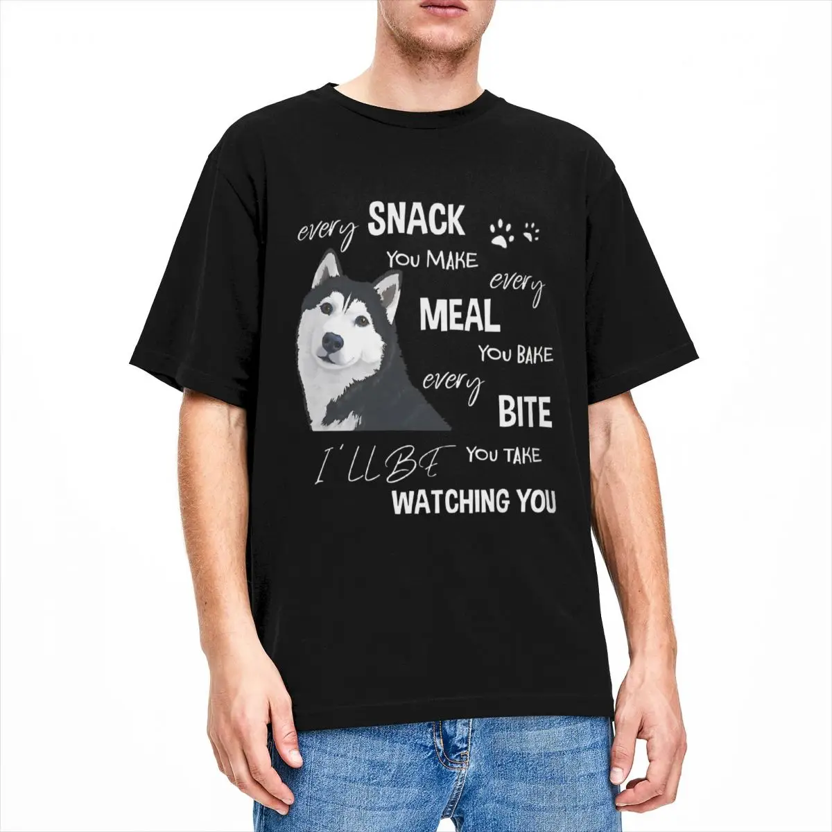 Men's T-Shirts I'll Be Watching You Funny Pure Cotton Tees Short Sleeve Dog Lover T Shirt Crew Neck Tops Plus Size